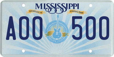 MS license plate AOO500
