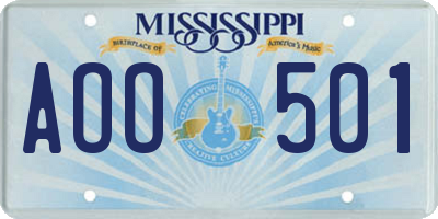 MS license plate AOO501