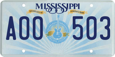 MS license plate AOO503