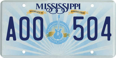 MS license plate AOO504