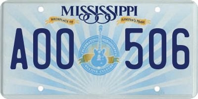 MS license plate AOO506