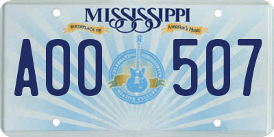 MS license plate AOO507