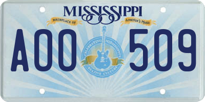 MS license plate AOO509