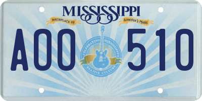MS license plate AOO510