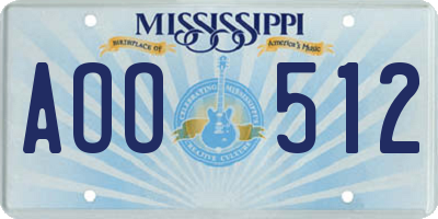 MS license plate AOO512