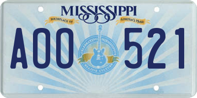 MS license plate AOO521