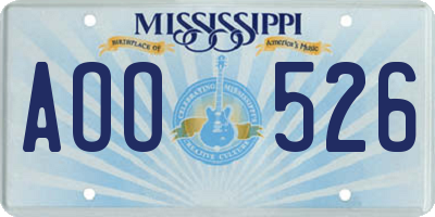 MS license plate AOO526