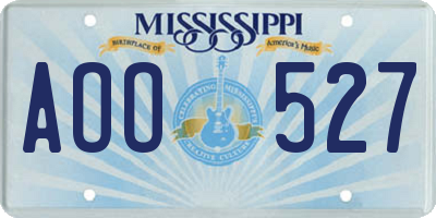 MS license plate AOO527