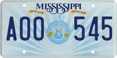 MS license plate AOO545