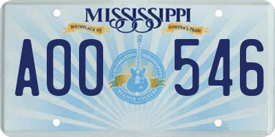 MS license plate AOO546