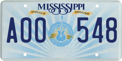 MS license plate AOO548