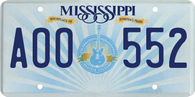 MS license plate AOO552