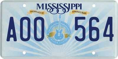 MS license plate AOO564