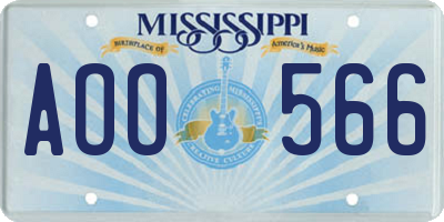 MS license plate AOO566