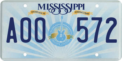 MS license plate AOO572