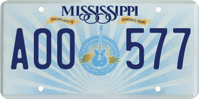 MS license plate AOO577