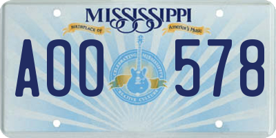 MS license plate AOO578