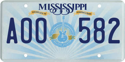 MS license plate AOO582