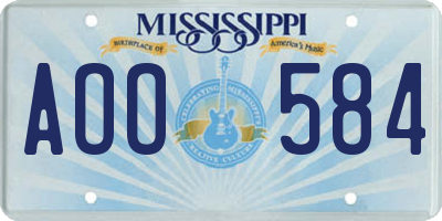MS license plate AOO584