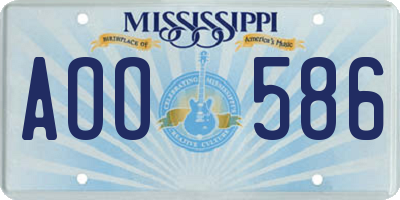MS license plate AOO586