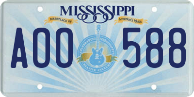 MS license plate AOO588