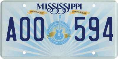 MS license plate AOO594