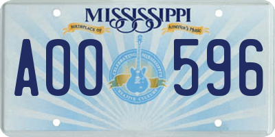 MS license plate AOO596