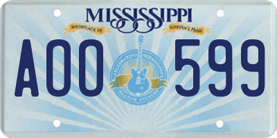 MS license plate AOO599