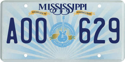 MS license plate AOO629