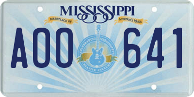 MS license plate AOO641