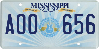 MS license plate AOO656