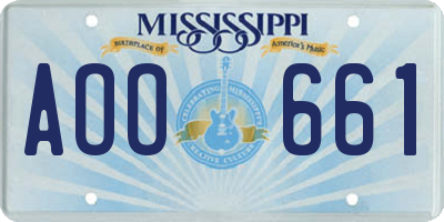 MS license plate AOO661