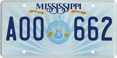 MS license plate AOO662