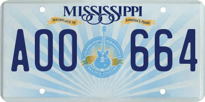 MS license plate AOO664