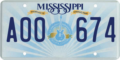 MS license plate AOO674