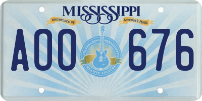 MS license plate AOO676