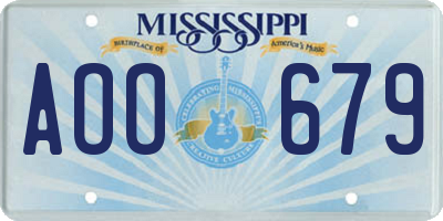 MS license plate AOO679