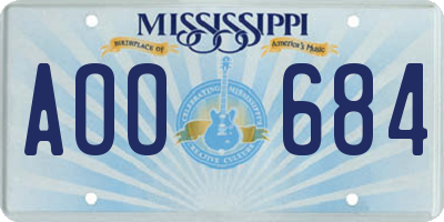 MS license plate AOO684