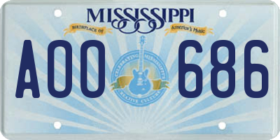 MS license plate AOO686