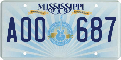 MS license plate AOO687