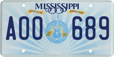 MS license plate AOO689