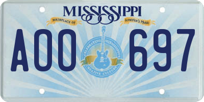 MS license plate AOO697