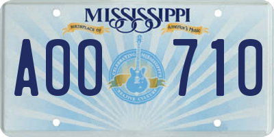 MS license plate AOO710