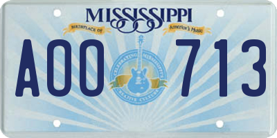 MS license plate AOO713
