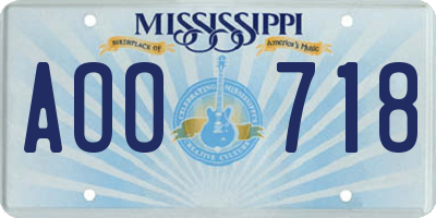 MS license plate AOO718