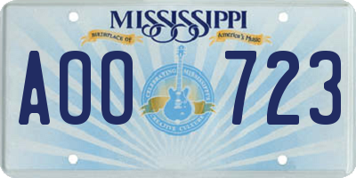 MS license plate AOO723