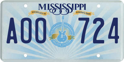 MS license plate AOO724