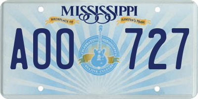 MS license plate AOO727