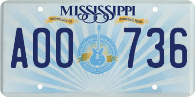 MS license plate AOO736