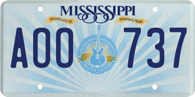 MS license plate AOO737